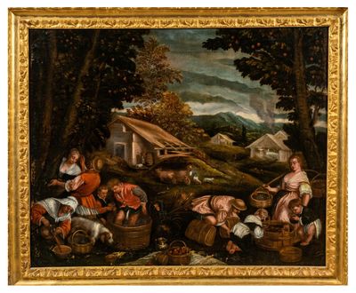 an image of a painting of a group of people in a field