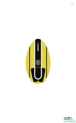 une image représentant une planche de surf ornée d'une bande noire et jaune