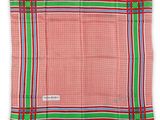a pink and green plaid handkerchief with red, white, and blue stripes