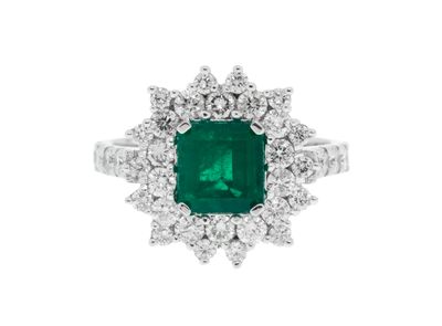 Bague Moderniste Or Et Argent Sertie D'émeraudes - Bijou D'artiste Taille 51, Occasion