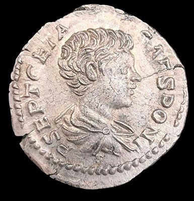 Géta, denier,199-202 A/ P SEPT GETA CAES PONT - Buste de Gét…