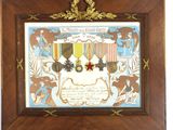a picture of a framed picture of a military medal