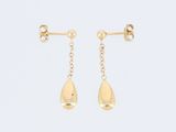 a pair of gold drop earrings with chain