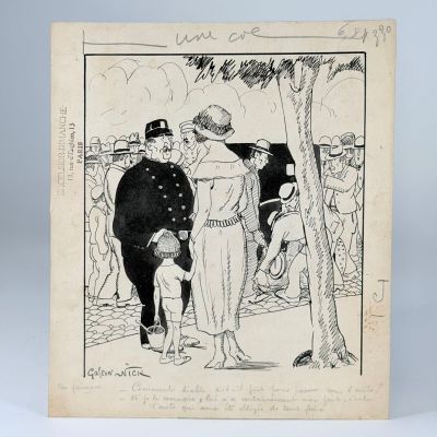 un vieux dessin en noir et blanc représentant un homme et une femme debout à côté d'une vache