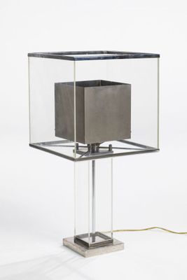 an image of a table lamp with a glass box on top of it