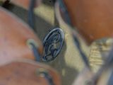 a close up view of a pair of shoes with a shoelacee