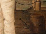 painting of a man in a sailor ' s outfit standing on a ship