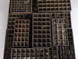 beaucoup de vieilles machines à écrire dans une caisse en bois