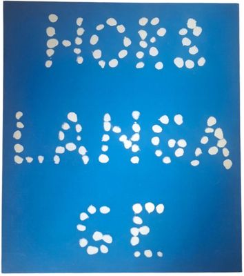 a blue and white poster with the words, ' save the ocean '