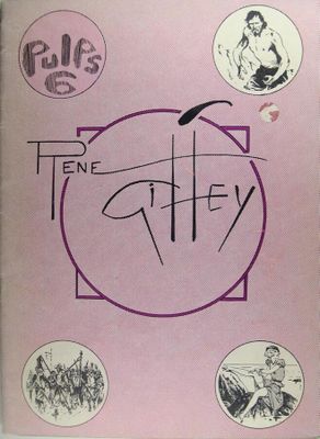 an image of a pink book with black and white illustrations on it