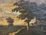 an image of a painting of a landscape with trees and sheep