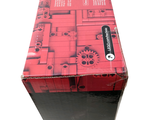a red box with a picture of an apple logo on it