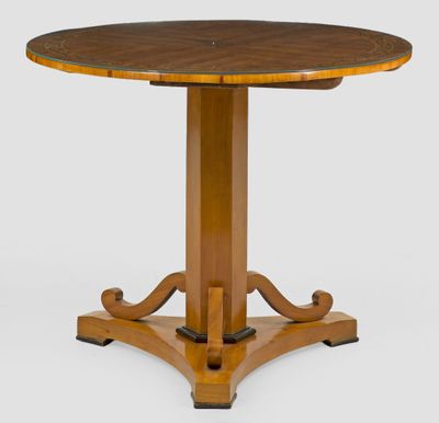 an image of a round table with a wooden top