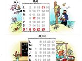 a drawing of a calendar with pictures of people on it