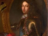 a painting of a man in armor holding a book