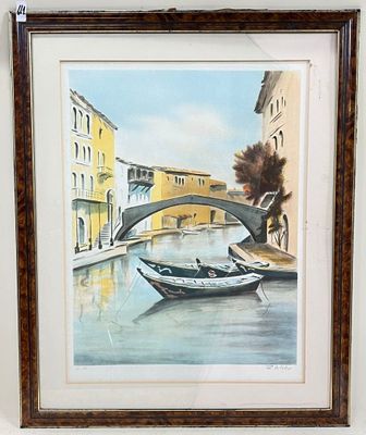 Gerard ZAROU (1930-2013). "Le petit pont à Venise".
