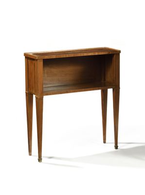 an image of a small wooden table with a shelf on top of it