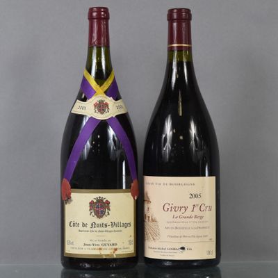 two bottles of wine sitting on top of a table next to each other