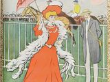 the cover of a book with a woman in a red dress and a man in a white coat