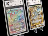 deux types différents de cartes Pokémon exposées