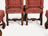 a set of four chairs with red upholstered upholstered upholstered upholstered upholstered upholstered upholstered