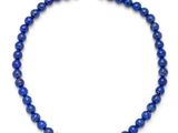 a lapis beaded necklace with a gold clasp