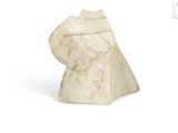 a white marble sculpture of a dog on a white background