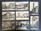 plusieurs vieilles photographies en noir et blanc représentant un bâtiment et une tour horloge
