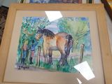une photo d'un tableau représentant un cheval et un homme