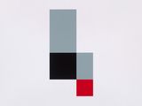 an image of a black, red, and grey square on a white background