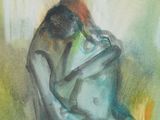 an image of a painting of a woman sitting on a chair