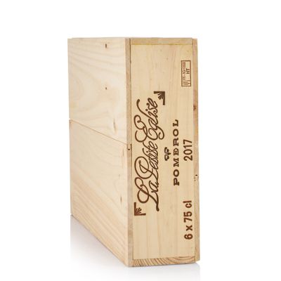a wooden box that has a label on it