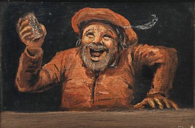 tableau représentant un vieil homme tenant un cigare à la main