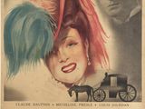 une vieille affiche de cinéma représentant une femme coiffée d'un chapeau