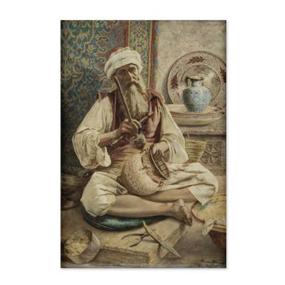 une image représentant un tableau d'un homme jouant d'un instrument de musique