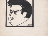 drawing of a black and white portrait of a man with glasses