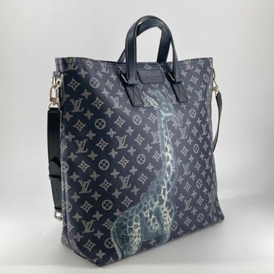 Sac cabas Louis Vuitton en toile Monogram bleue et cuir