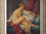 une peinture à l'huile représentant une femme nue assise sur un lit