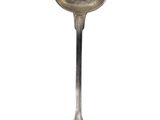 a silver spoon with a spoon handle on a white background