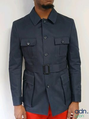 Veste bleu marine en coton et doublure en viscose - BRISBANE…