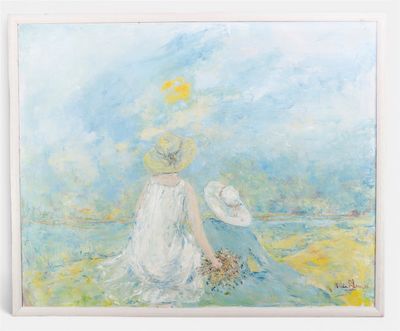 Hilda Blom (1930- ?), Paysage d'été avec personnage de dos, …