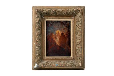 une image représentant un tableau où figurent un homme et une femme, dans un cadre doré