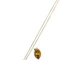yellow gold plated necklace with citrine pendant and chain