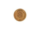 a close up of a gold coin on a white background