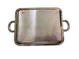 rectangular silver plate with handles and handles on a white background