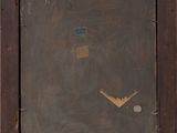 an image of a painting of a clock on a wooden frame