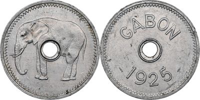 an old coin with a picture of an elephant on it