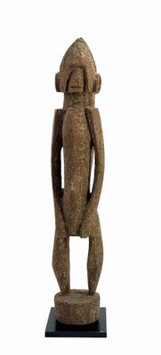 statue of a man with a hat on his head on a black base