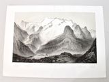 an image of a black and white drawing of a mountain range