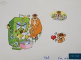 une image représentant un dessin d'un homme et d'un ours